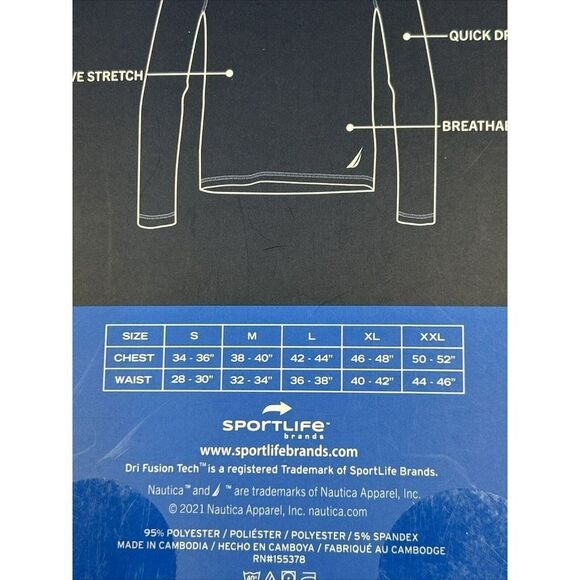 NEW XL Nautica Mens   Base Layer Long Sleeve‎ Top Black Extra Large NWT - Picture 6 of 7